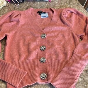 Express Pink cardigan with silver rhinestone buttons